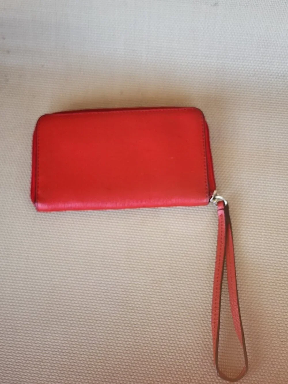 Coach Cross Grain Leather Corner Zip Wristlet Wallet in Red